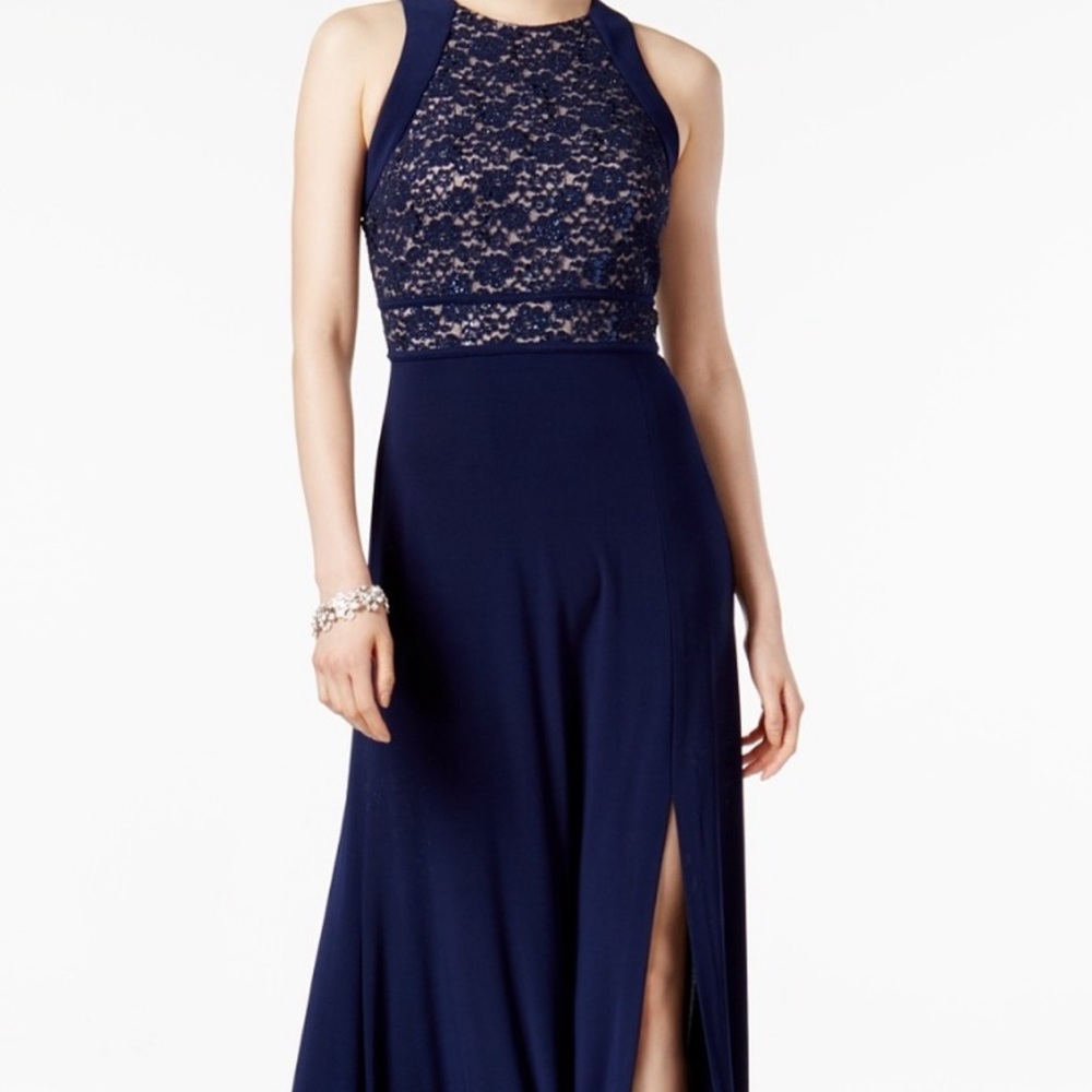 Nightway Lace A-Line Gown Navy Size 10